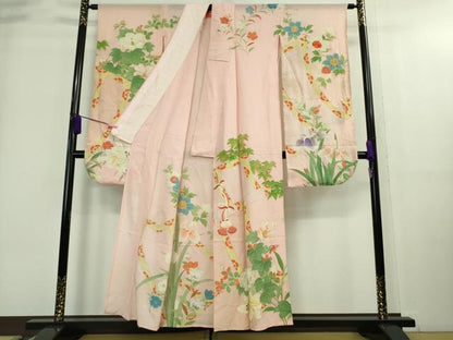 平和屋本店＊極上 夏物 アンティーク 大正ロマン 振袖 絽 手刺繍 草花文 金銀糸 逸品 DZAA8931kh5