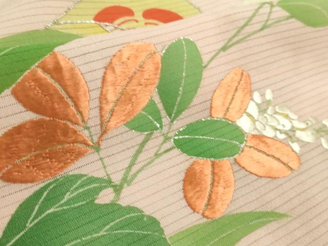 平和屋本店＊極上 夏物 アンティーク 大正ロマン 振袖 絽 手刺繍 草花文 金銀糸 逸品 DZAA8931kh5