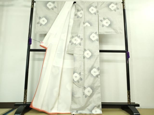 平和屋本店■極上　本場大島紬　白大島紬　桑原織物 二代目　桑原啓之介　椿　アンコ　証紙付き　逸品　DZAA8937kh5