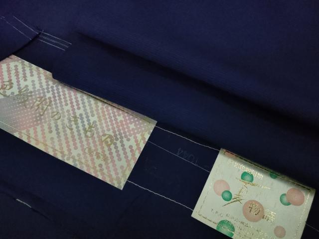 平和屋着物＊極上 夏物 色無地 駒絽色紋附 夏物語 濃藍色 反端付き 逸品 DZAA8944kh5