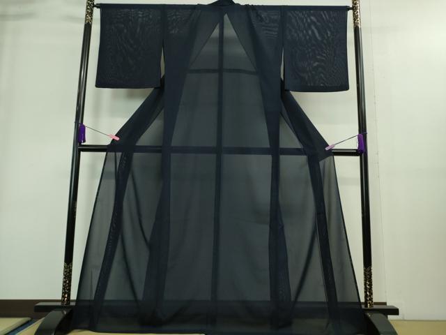 平和屋着物＊極上 夏物 色無地 絽 濃紺地 逸品 DZAA8945kh5