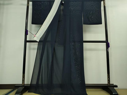 平和屋着物＊極上 夏物 色無地 絽 濃紺地 逸品 DZAA8945kh5
