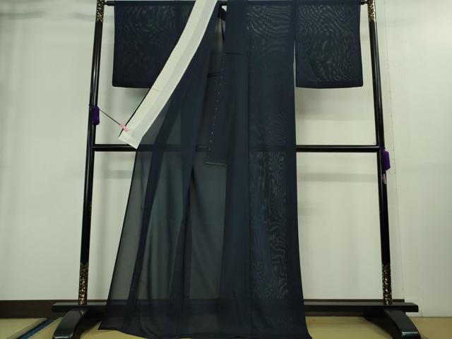 平和屋着物＊極上 夏物 色無地 絽 濃紺地 逸品 DZAA8945kh5