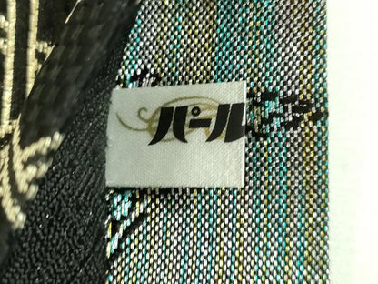 平和屋着物●極上　染色作家　斉藤三才　両面　六通柄袋帯　網目文　三才鳥　黒地　金銀糸　上代41万　反端付き　逸品　DZAA9021kh5