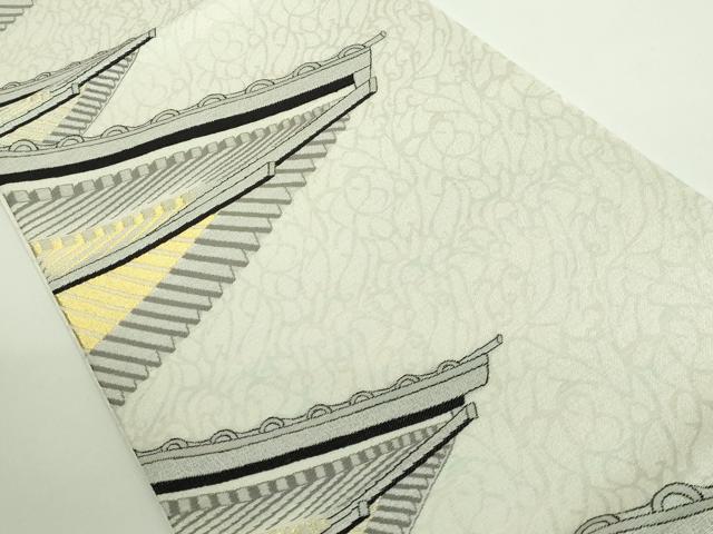 平和屋着物●極上 世界的友禅作家 千地泰弘 九寸開き名古屋帯 屋根 金糸 逸品 未使用 DZAA9041kh5