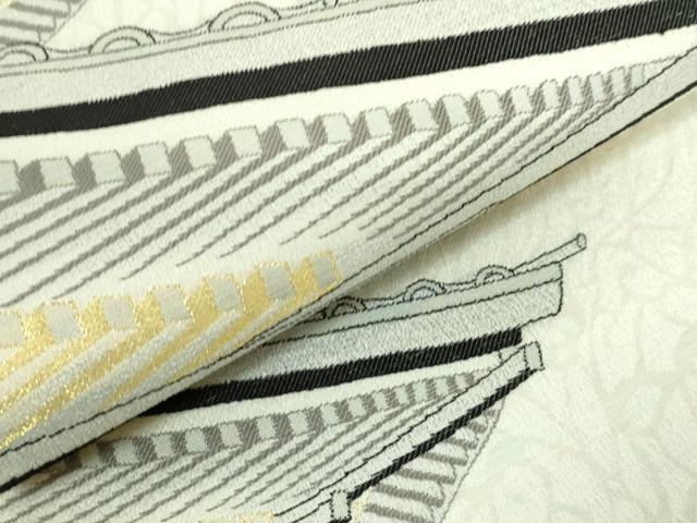平和屋着物●極上 世界的友禅作家 千地泰弘 九寸開き名古屋帯 屋根 金糸 逸品 未使用 DZAA9041kh5