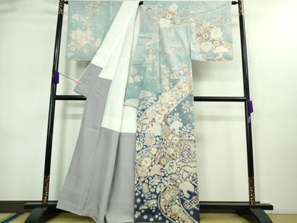 平和屋本店■極上　十七代京屋林蔵　本場結城紬地　訪問着　辻が花　暈し染め　逸品　未使用　DZAA9053kh5
