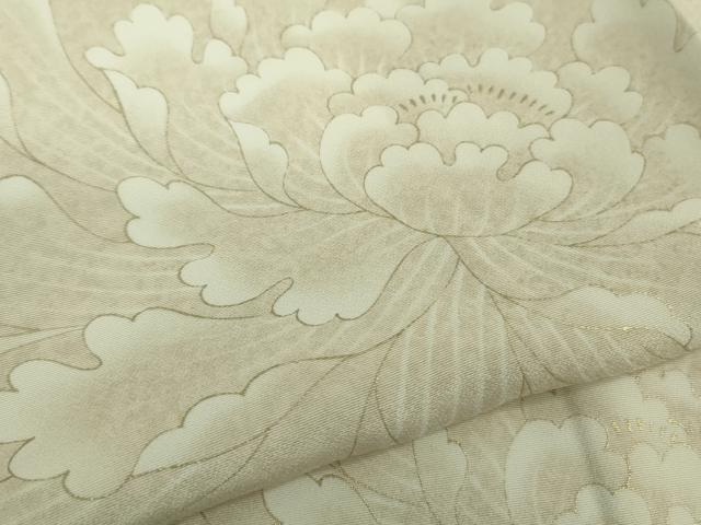 平和屋本店●極上　ジャパンオートクチュール　渡辺雪三郎　小紋　牡丹　灰梅色地　金彩　逸品　DZAA9055kh6