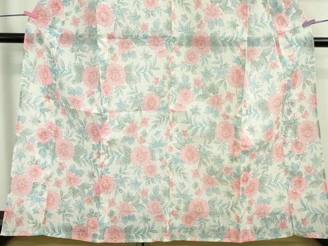 平和屋着物＊極上 夏物 本場小千谷ちぢみ 草花文 麻 逸品 未使用 DZAA9059kh5