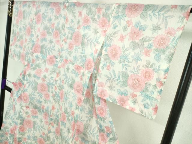 平和屋着物＊極上 夏物 本場小千谷ちぢみ 草花文 麻 逸品 未使用 DZAA9059kh5