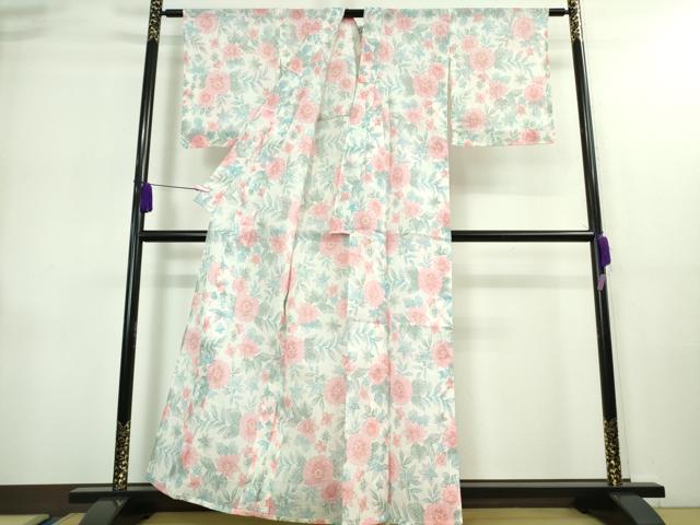 平和屋着物＊極上 夏物 本場小千谷ちぢみ 草花文 麻 逸品 未使用 DZAA9059kh5