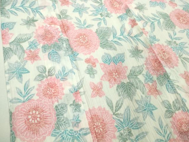 平和屋着物＊極上 夏物 本場小千谷ちぢみ 草花文 麻 逸品 未使用 DZAA9059kh5