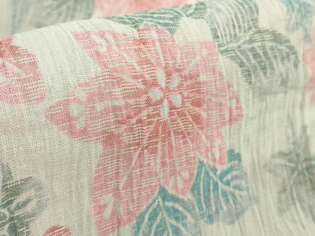 平和屋着物＊極上 夏物 本場小千谷ちぢみ 草花文 麻 逸品 未使用 DZAA9059kh5