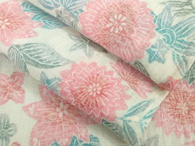 平和屋着物＊極上 夏物 本場小千谷ちぢみ 草花文 麻 逸品 未使用 DZAA9059kh5