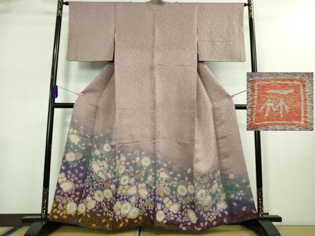 平和屋本店■最高級　初代　久保田一竹　幻の辻が花　色留訪問着　暈し染め　金通し地　逸品　DZAA9062kh5