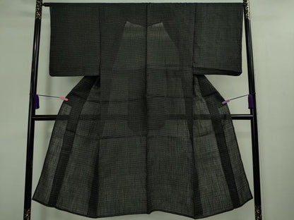 平和屋着物＊極上 夏物 男性 上布 麻 黒地 逸品 DZAA9065kh5