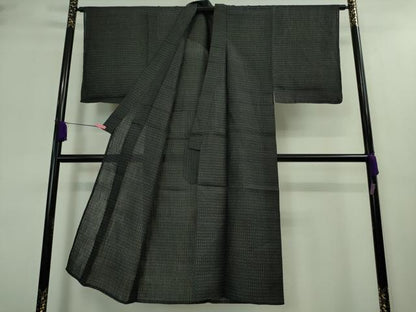 平和屋着物＊極上 夏物 男性 上布 麻 黒地 逸品 DZAA9065kh5