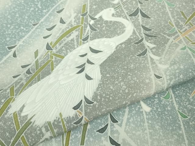 平和屋着物▽極上 京友禅作家 山科春宣 訪問着 単衣 白鷺