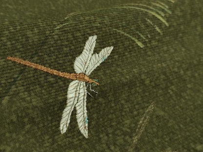 平和屋着物＊極上 夏物 訪問着 刺繍 絽 手描き 蜻蛉 トンボ 芒 暈し染め 金彩 逸品 DZAA9087kh5