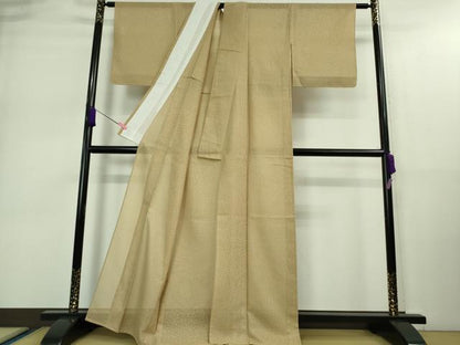平和屋着物＊極上 夏物 色無地 縦絽 霞紋紗 枯色 逸品 未使用 DZAA9107kh5