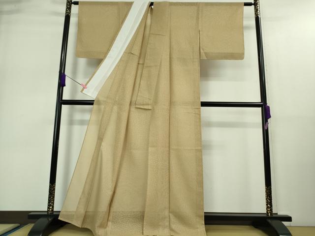 平和屋着物＊極上 夏物 色無地 縦絽 霞紋紗 枯色 逸品 未使用 DZAA9107kh5