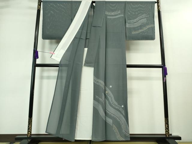 平和屋着物＊極上 夏物 訪問着 絽 道長 色紙散らし 薄花色地 金銀糸 逸品 未使用 DZAA9108kh5