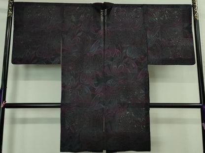 平和屋着物▽極上 西陣きもの會 道中着 スリーシーズン 春夏秋 塵除け ロング丈 御召機 紋紗 変わり段紋 証紙付き 逸品 未使用 DZAA9113kh5