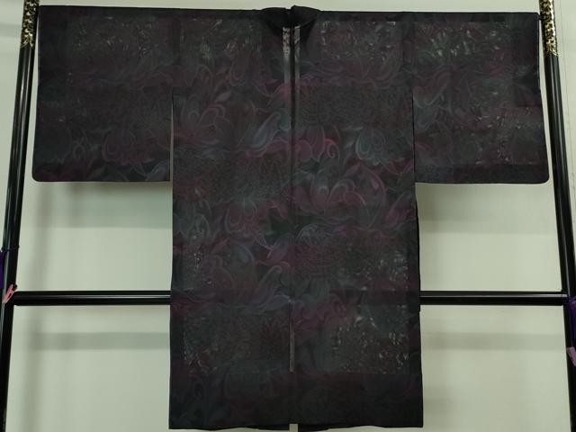 平和屋着物▽極上 西陣きもの會 道中着 スリーシーズン 春夏秋 塵除け ロング丈 御召機 紋紗 変わり段紋 証紙付き 逸品 未使用 DZAA9113kh5