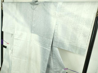 平和屋本店■極上　十日町 名門青柳謹製　櫛引織　ぜんまい紬　単衣　手座繰り　草木染　山梔子　藍色染　証紙付き　逸品　DZAA9115kh5