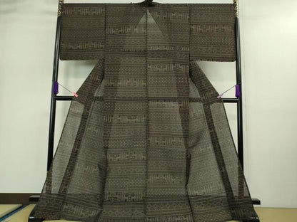 平和屋着物＊極上 夏物 結城紬 夏結城 100亀甲 名物裂 横段文 逸品 DZAA9124kh5