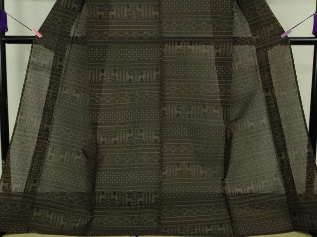 平和屋着物＊極上 夏物 結城紬 夏結城 100亀甲 名物裂 横段文 逸品 DZAA9124kh5
