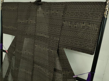 平和屋着物＊極上 夏物 結城紬 夏結城 100亀甲 名物裂 横段文 逸品 DZAA9124kh5