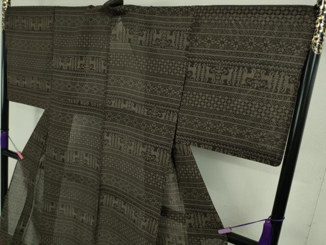 平和屋着物＊極上 夏物 結城紬 夏結城 100亀甲 名物裂 横段文 逸品 DZAA9124kh5