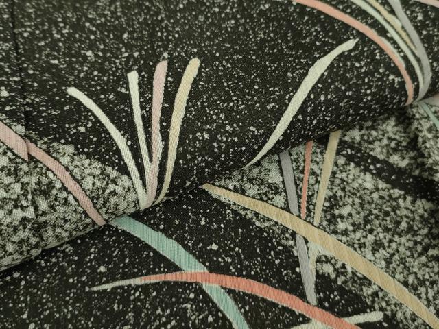 平和屋着物▽極上 訪問着 無双 紗袷 紗×紗 芒 すすき 黒地 逸品 DZAA9126kh5