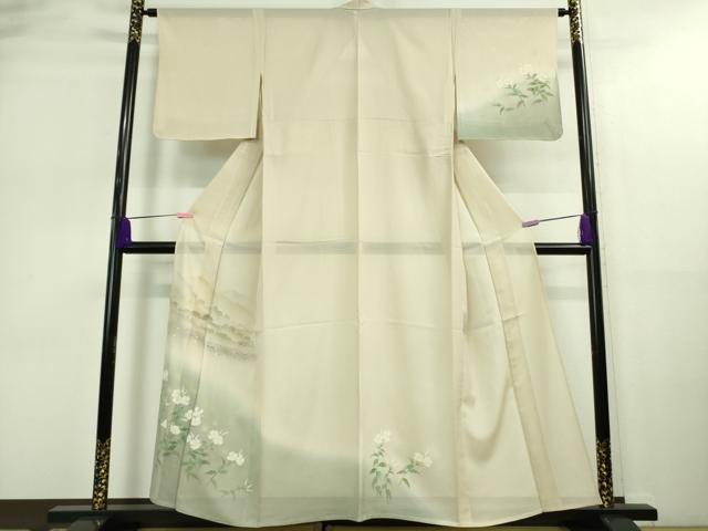 平和屋着物＊極上 夏物 訪問着 絽 風景草花文 肌色地 暈し染め 五泉 反端付き 逸品 未使用 DZAA9132kh5