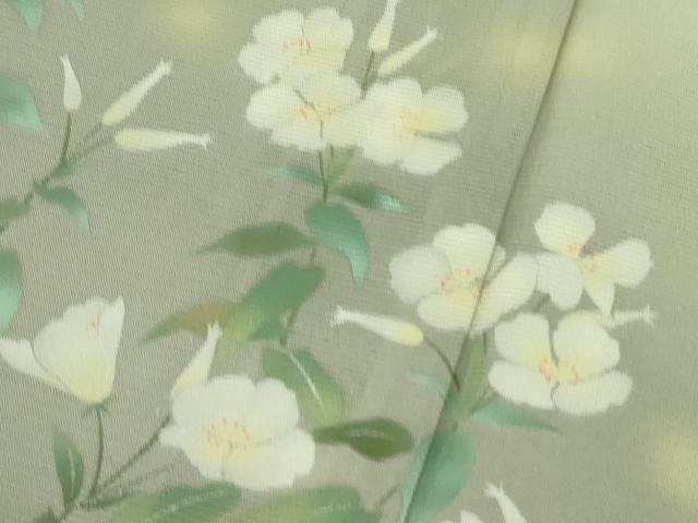 平和屋着物＊極上 夏物 訪問着 絽 風景草花文 肌色地 暈し染め 五泉 反端付き 逸品 未使用 DZAA9132kh5