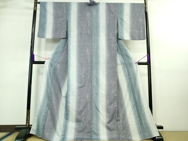 平和屋着物＊極上 夏物 お召 夏お召 市松紋紗 墨流し 間道 洗える着物 逸品 DZAA9136kh5