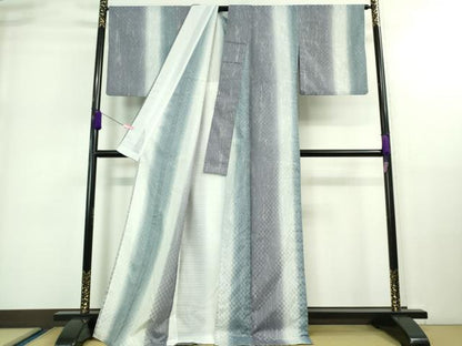 平和屋着物＊極上 夏物 お召 夏お召 市松紋紗 墨流し 間道 洗える着物 逸品 DZAA9136kh5