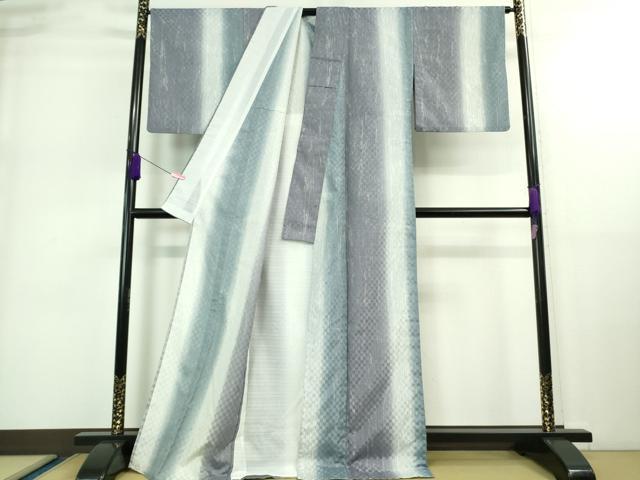 平和屋着物＊極上 夏物 お召 夏お召 市松紋紗 墨流し 間道 洗える着物 逸品 DZAA9136kh5