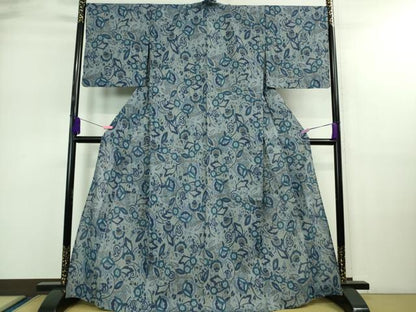 平和屋着物＊極上 夏物 本場小千谷ちぢみ 麻 花唐草文 逸品 未使用 DZAA9137kh5