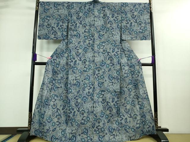 平和屋着物＊極上 夏物 本場小千谷ちぢみ 麻 花唐草文 逸品 未使用 DZAA9137kh5