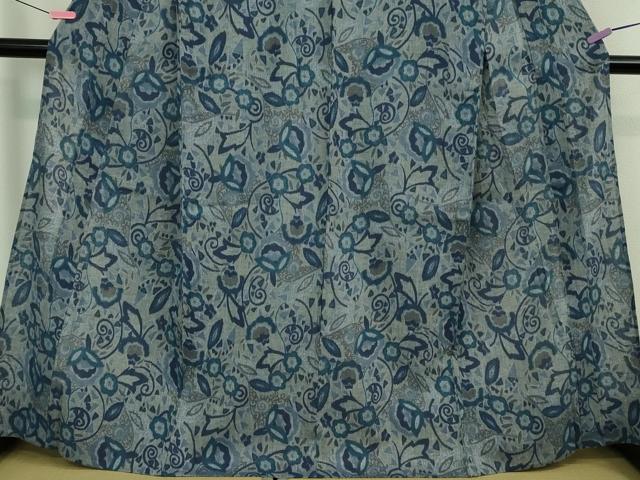平和屋着物＊極上 夏物 本場小千谷ちぢみ 麻 花唐草文 逸品 未使用 DZAA9137kh5