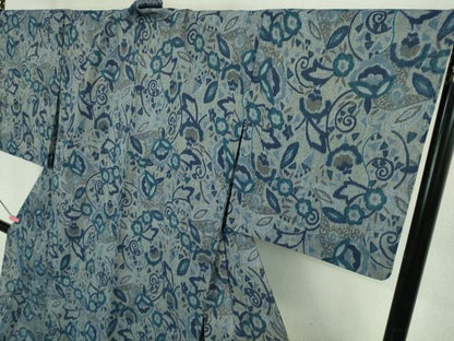 平和屋着物＊極上 夏物 本場小千谷ちぢみ 麻 花唐草文 逸品 未使用 DZAA9137kh5