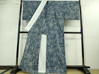 平和屋着物＊極上 夏物 本場小千谷ちぢみ 麻 花唐草文 逸品 未使用 DZAA9137kh5