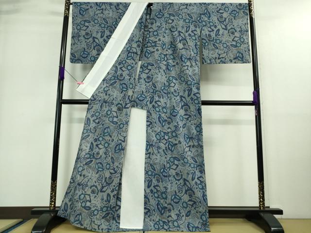 平和屋着物＊極上 夏物 本場小千谷ちぢみ 麻 花唐草文 逸品 未使用 DZAA9137kh5