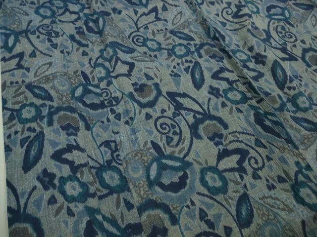 平和屋着物＊極上 夏物 本場小千谷ちぢみ 麻 花唐草文 逸品 未使用 DZAA9137kh5
