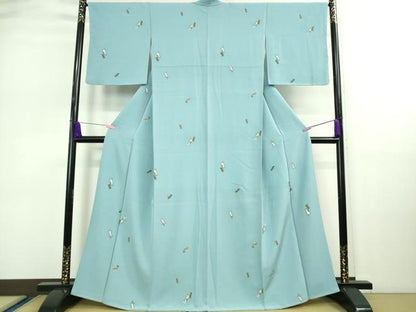 平和屋着物●極上　小紋　短冊文　水色地　金彩　逸品　未使用　DZAA9149kh5