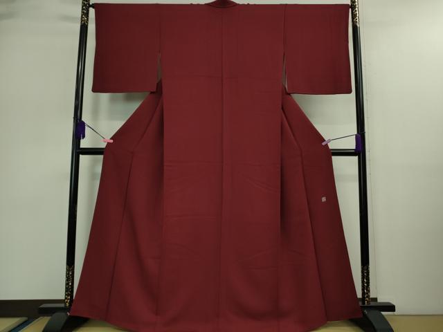 平和屋着物●極上 京加賀友禅 百貫達雄監修 色無地 百貫百選 加賀乃梅染 濃紅色 反端付き 逸品 DZAA9152kh5