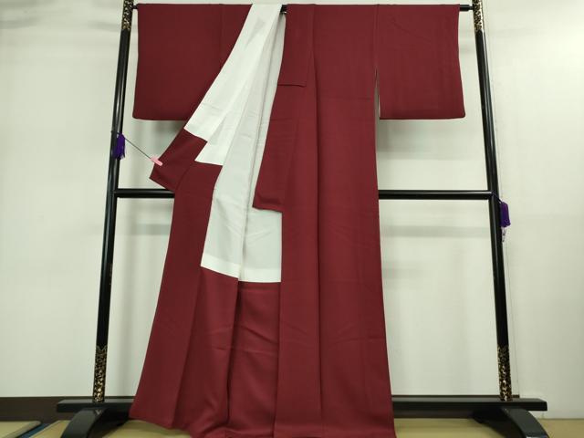 平和屋着物●極上 京加賀友禅 百貫達雄監修 色無地 百貫百選 加賀乃梅染 濃紅色 反端付き 逸品 DZAA9152kh5