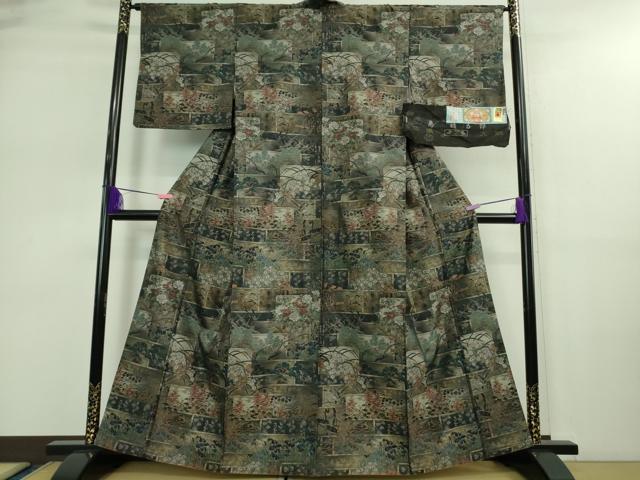 平和屋本店■極上 白泥染の第一人者・絣の魔術師 恵積五郎 本場大島紬 恵大島織物謹製 飛鶴吉祥花文 さが美扱い 証紙付き 逸品 DZAA9157kh5